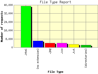 File Type Report: Number of requests by File Type.